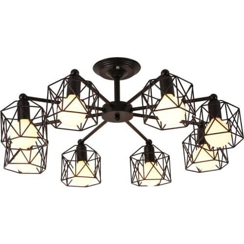 Retro Multiple Rod Wrought Iron Ceiling Lamp Vintage Ceiling Lamp E27 Bulb Corridor Aisle Living Room for Home Lighting Fixtures