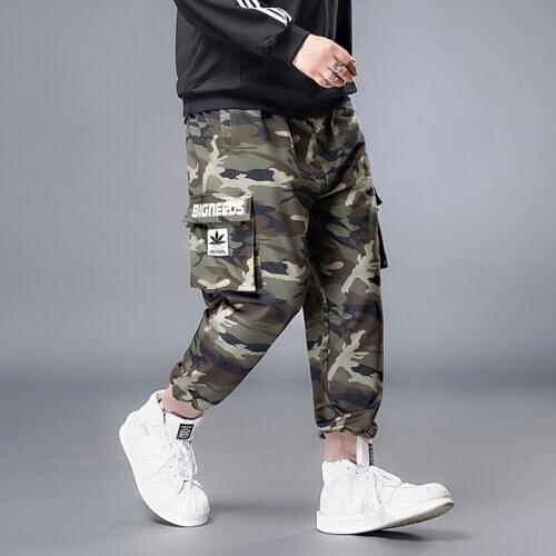 Plus 7XL 6XL 5XL XXXXL Spring New Mens Camouflage Overalls Mens Casual Slim Feet Pants Harlan Beam Feet Multi-pocket Trousers