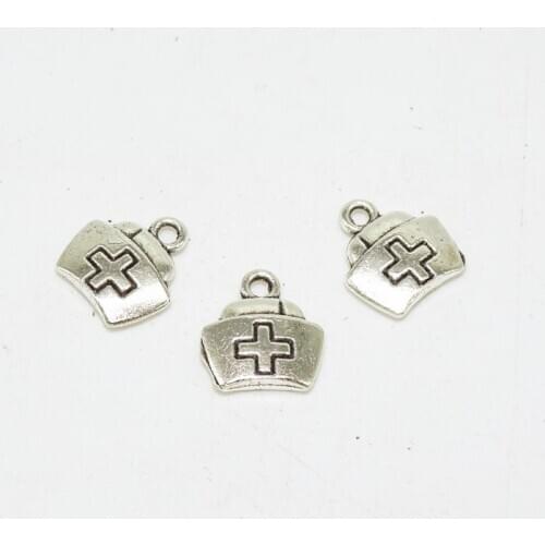 Factory Wholesales Charms Nurse Hat Cross 13*12mm Antique Pendant For Vintage Tibetan Silver, DIY Bracelet Necklace