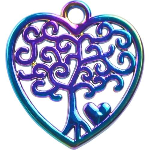 Tree Of Life Pendant Necklace Charms For Jewelry Making Accessories DIY Bracelets Anklets Handmade Materials Rainbow Charm Alloy