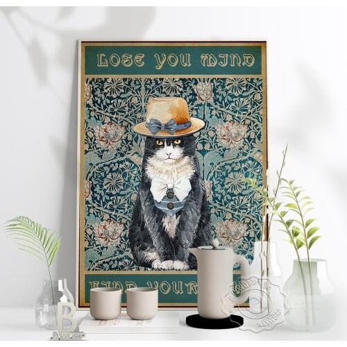 Lose You Mind Find Your Soul Hat Cat Poster, Personalities Of Cats Wall Stickers, Nordic Style Amusing Home Kids Room Decor Gift