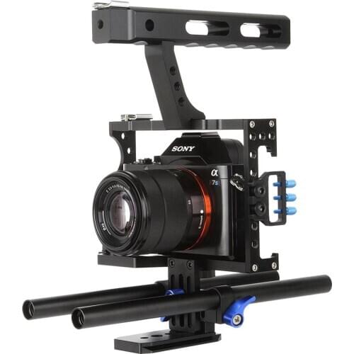 Professional Handle Grip DSLR Rig Video Camera Cage Stabilizer For Sony Alpha A7S A7 A7R A7RII A7SII for Panasonic Lumix GH4