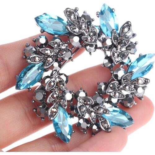 Crystal Rhinestone Golden Chinese Redbud Flower Brooch Pins Women Brooches