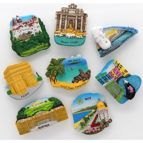 Thailand tourist magnet refrigerator 3d magnets Italy fridge magnets Paris Austria Singapore France nice Romania home decor gift