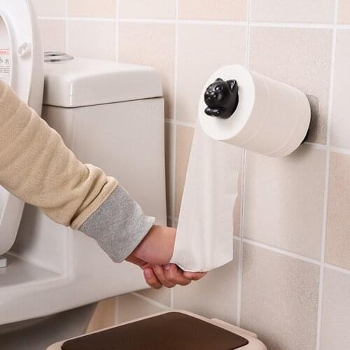 Kitten retractable tissue holder toilet-free perforated tissue storage rack cute pet cartoon retractable toilet paper holder