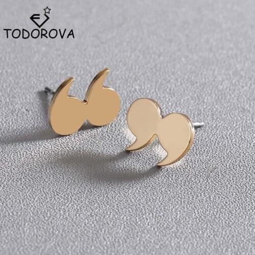 Todorova Point Symbol Quotation Mark Stud Earrings Stainless Steel Jewelry Statement Earrings for Women Female brincos Wholesale