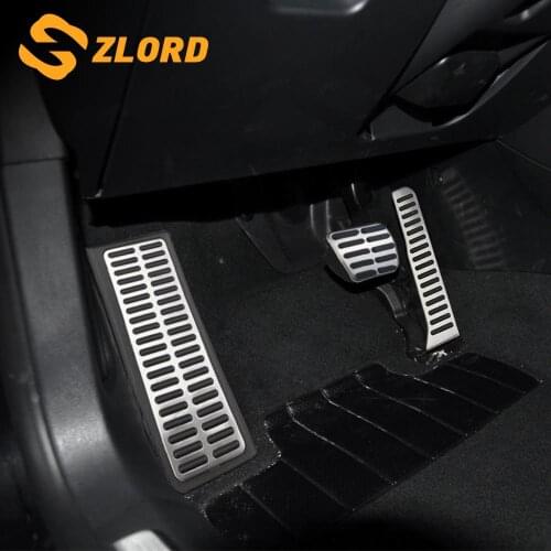 Zlord Gas Brake Pedal Cover for Skoda Superb for Volkswagen VW R36 R-line CC Passat B6 B7 LHD Stainless Steel Car Pedals Parts