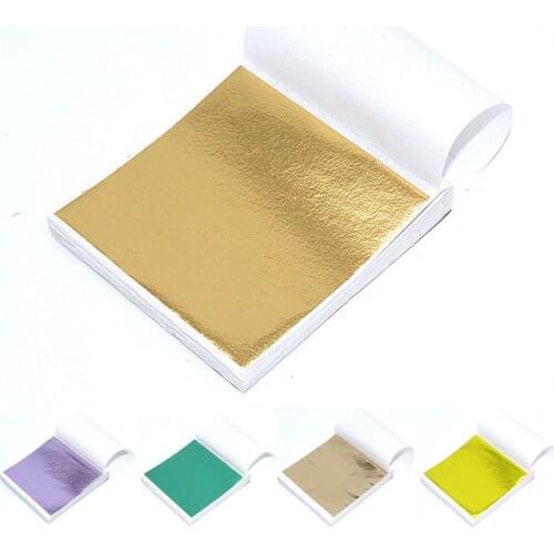 100 pcs 9*9cm Art Craft Design Paper Gilding Imitation Gold Sliver Copper Foil Papers DIY Craft Decor Leaf Leaves Sheets
