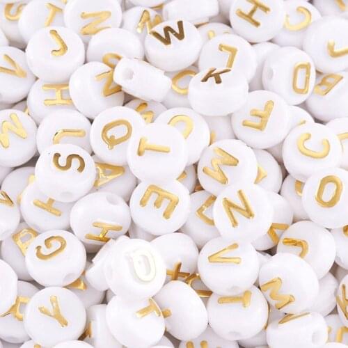 1000pcs/bag Opaque Acrylic Beads Alphabet English Letter Flat Round for Jewelry Making DIY Bracelet Necklace Craft Supplies