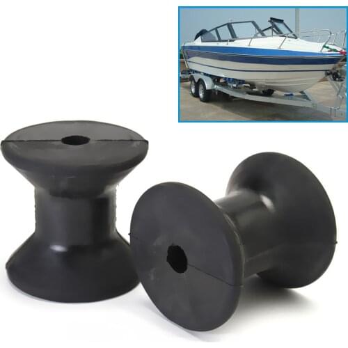 2/1Pc High Quality Anti-UV 3 Inch Mounting Width Boat Trailer Bow Stop Roller Black Rubber Spool Yacht Boat Accessories 75x76mm