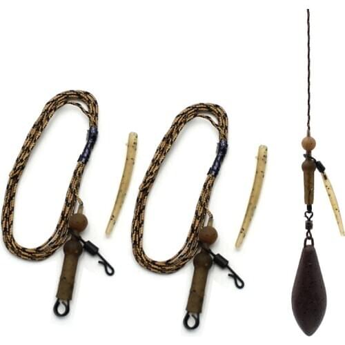 2 Sets Ready Tied Carp Rigs Leaders Connect Hair Rigs Ready Made Boilie Tied Carp Fishing Hook Size Fishing Tackle Accessories