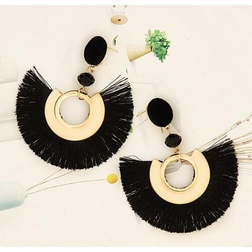 2020 New fashion exaggerated vintage creative fan earrings for women trendy tassle earrings bohemia feather earrings
