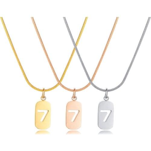 2021 Fashion Jewelry Stainless Steel Lucky Number 7 Pendant Simple Sweater Chain Temperament Necklace Suitable For Women