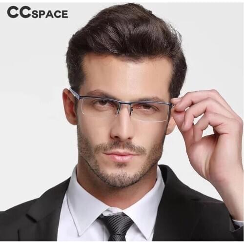 49559 Mens Half Frame Business Metal Glasses Frame Fashion Optical Computer Eyeglasses