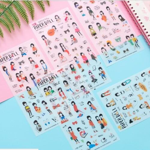 6pcs/lot Korea Drawing Girl DIY PVC sticker set decoration packing sticker label gifts for kids retail