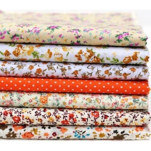 7Pcs/Set 25*25cm Quilting Patchwork Pure Cotton Fabric Floral Plaid Stripes Cloth Material Handmade DIY Sewing Gift Accessories