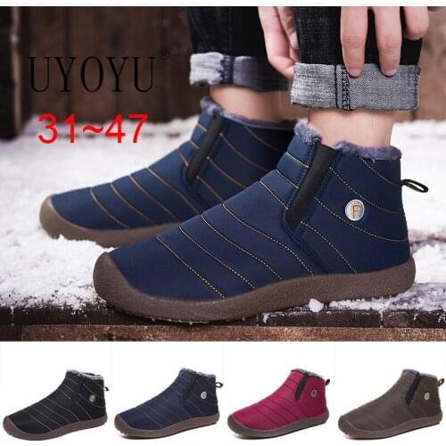 New Size 31~47 Waterproof Boots Platform Winter Fur Snow Boots Plush Mens Footwear Warm Women Shoes Children Kids Designer Boots