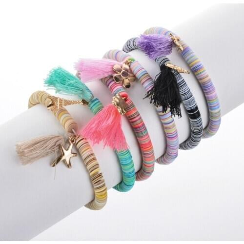 Fashion tassel charm bracelet for women Bohemian national style wild multicolor beads statement friendship bracelet jewelry