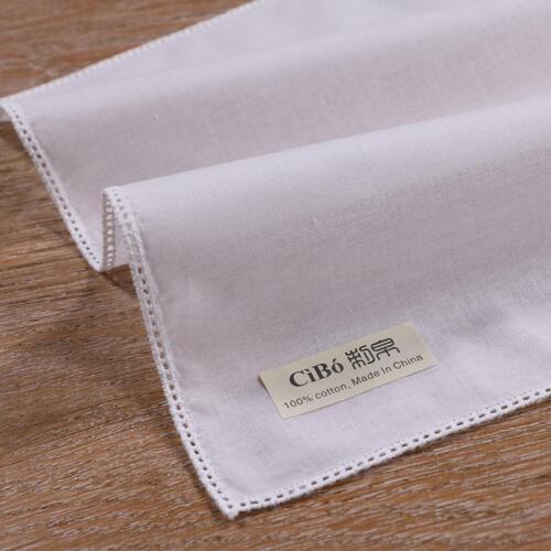 C005: White cotton picot lace handkerchief with straight edge women/ladies wedding blank hankies