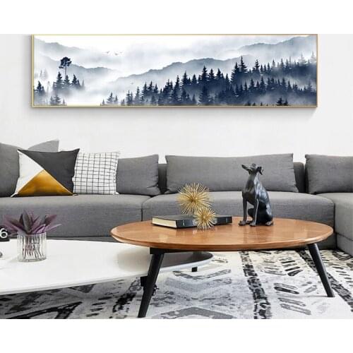 Snow Mountain And Tree Landscape Decorative Painting HD Print on Canvas Poster Wall Art Picture for Living Room Sofa Cuadros