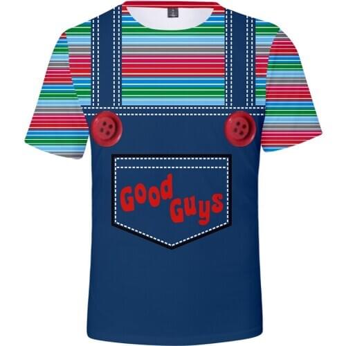 New Cute 3 to 14 Years The Evil Good Guys Toy Clothing Children Kids Boys Girl Short Sleeve Tshirt Halloween Chucky Kids T-shirt