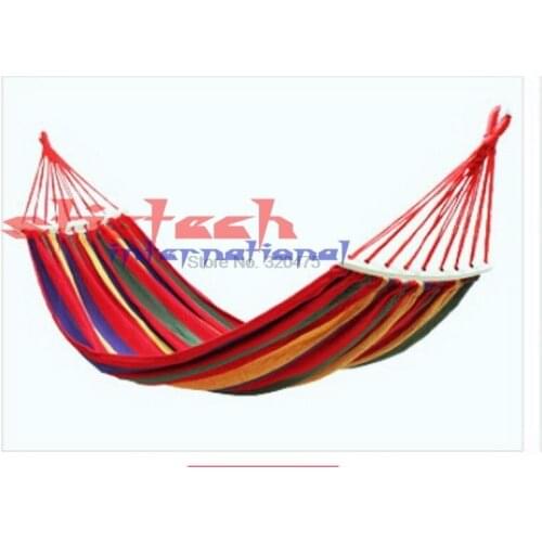 By dhl 20pcs 260 x 80 cm Prevent Rollover Hammock Spreader Canvas Hammocks Bar Garden Camping Swing Hanging Bed Blue Red Stripe
