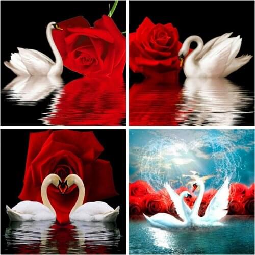 DIY Diamond Painting Full Round Square Drill Rose Diamond Embroidery Sale Animal Swan Pictures Rhinestones Mosaic Craft Kit