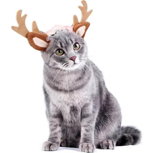 Pet Christmas Decoration Cute Elk Antlers Cat Headband Pet Photo Props Christmas Pet Accessories for Cats Elk Antlers Headband