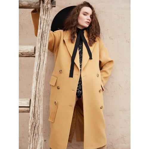 Double Sided Single High-end Cashmere Overcoat Womens Medium Length Thickened 2021 New 100% Pure Wool Woolen Jacket