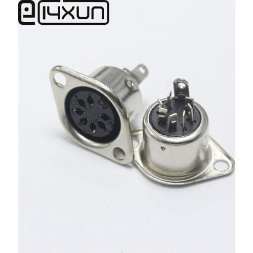 EClyxun 1Pcs/lot 7 PIN DIN Connector Panel Mount 7 Pin DIN Female Jack Socket Solder Metal DIN Chassis Wire Connector