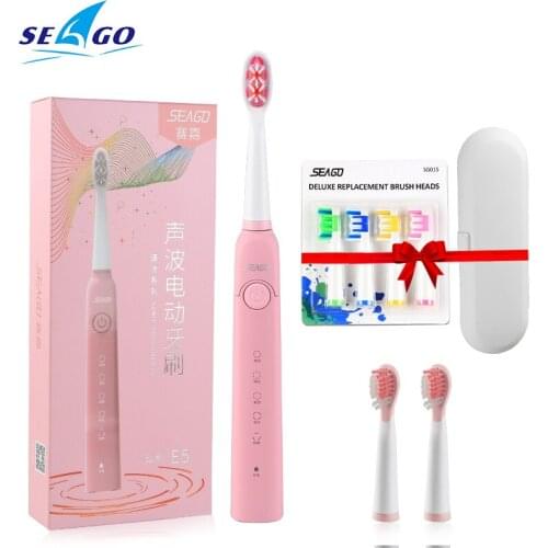 Electric Toothbrush Clean as Dentist Rechargeable Sonic Toothbrush with Smart Timer 5 Modes Travel Toothbrush with 3 Brush Heads