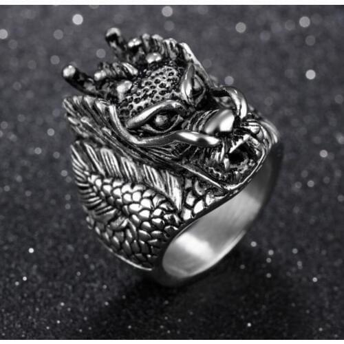 Hot sell new - free shipping charming tibet silver dragon Six word true rings Ring