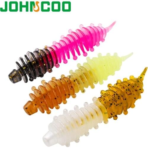 JOHNCOO 12pcs 30pcs Fishing Lure Soft Bait 50mm 75mm Silicone Baits Wobblers Swimbait Soft Worm Artificial Bass Trout Lure