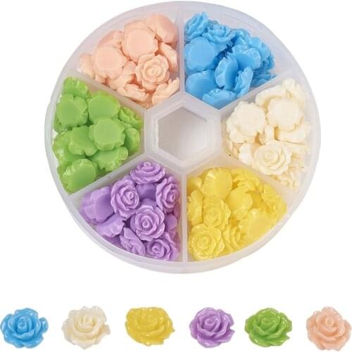 1Box Mixed Color Flower Flatback Resin Cabochons For Jewelry Earring Making DIY Headwear Scrapbook Decor Accessories