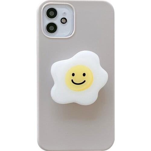 Creative Fried Egg Stand Knot Case for iPhone 12 Pro Max Back Phone Cover for 12 11 Pro Max X XS XR 8 7 Plus SE 2020