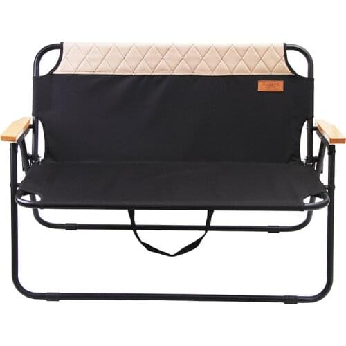 Popular High-end Steel Pipe Double Persons Outdoor Folding Chair Couples Lounge Barbecue Back Beach Chair Wigh Good Quality