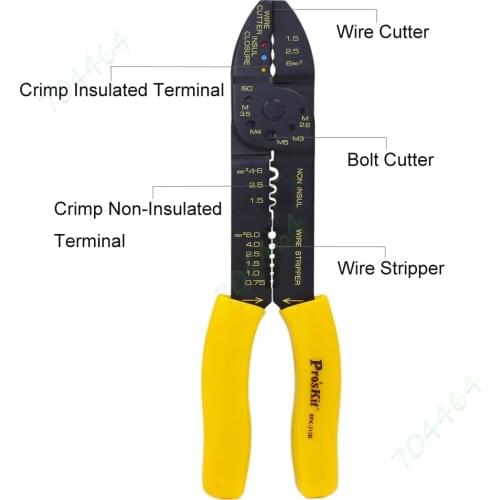 Multi-Function 9" 5 in 1 Wire Stripper Bolt Cutter Crimping Tool Crimper Insulated Terminals Pliers