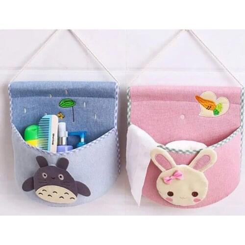 Cartoon storage bag hanging bag behind the door wall-mounted fabric dormitory storage hanging bag cute