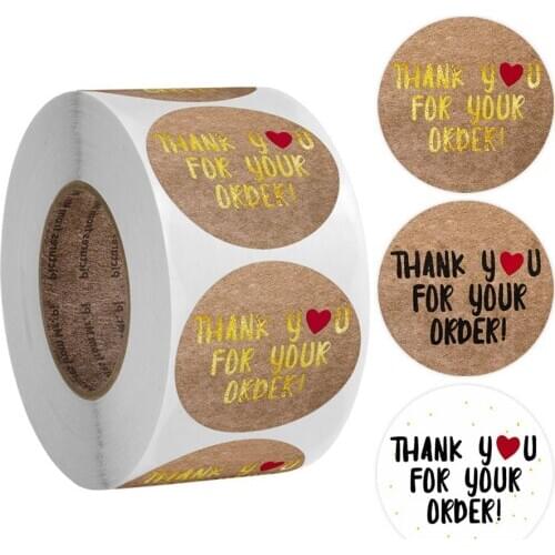 500Pcs Thank You for Your Order Stickers Seal Labels White or Kraft Paper Sticker for Shopping Small Shop Local Handmade Sticker