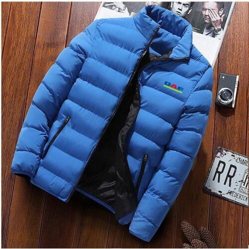 2021 New Autumn Winter Thickened DAF Truck Logo Sports Jacket Men Zipper Cardigan Casual Coat Warm Cotton-Padded Jacket