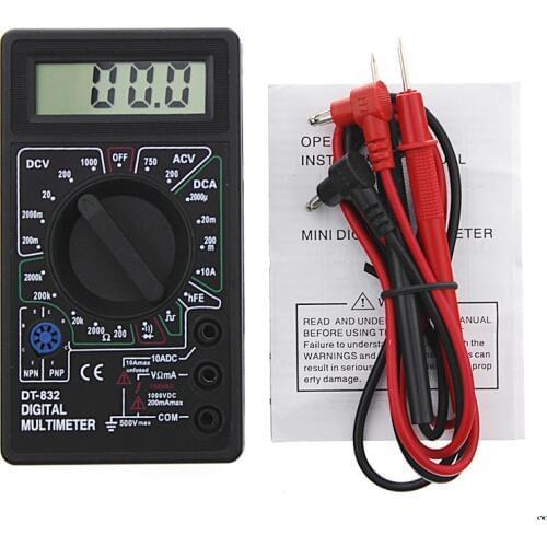 Professional DT832 Digital Multimeter LCD DC AC Voltmeter Ammeter Ohm Tester