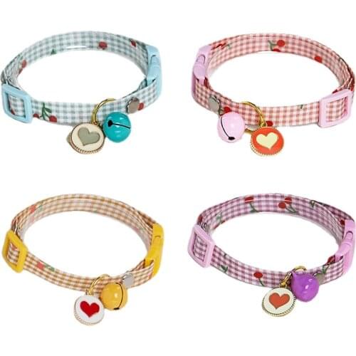 Adjustable Dog Necklace Cat and Dog Collar Cute Bell Polka Dot Print Puppy Kitten Collar Accessories Teddy Pomeranian Chihuahua