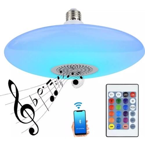 Smart UFO Lamp Music Wireless Bluetooth Speaker Bulb E27 RGB+White Dimmable Smart Led Ceiling Light Remote Control For Home 2021