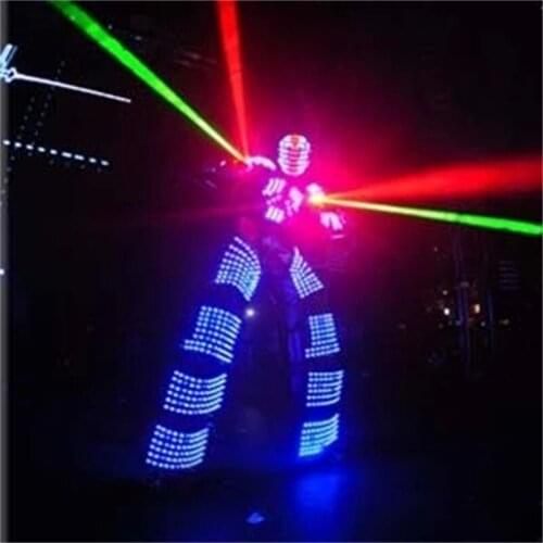 Led Luminous Stilt Robot Suit With LED Helmet Illuminated LED Clothing Growing Light Kryoman Robot Ballroom Party Costume