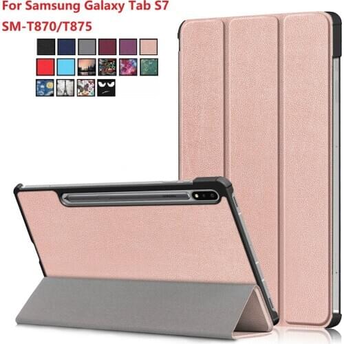 Slim Cover for Samsung Galaxy Tab S7 11 inch 2020 with pencil holder Hard Shell Folio PU Leather tablet case for SM-870 SM-T875