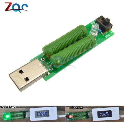 USB Mini Discharge Load Interface Resistor 2A/1A With Switch 1A Green LED 2A Red LED Module Testing Aging Resistor