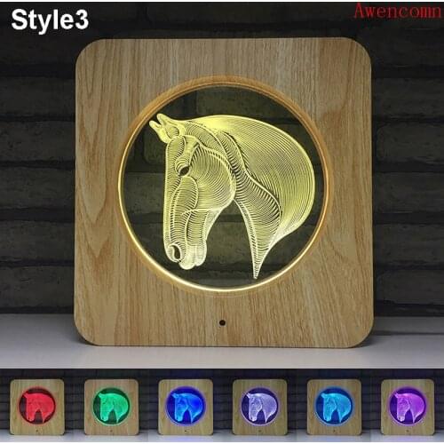 Horse Head Animal Design 3D LED ABS Plastic Night Light DIY Customized Lamp Table Lamp Kids Colors Gift Home Decor