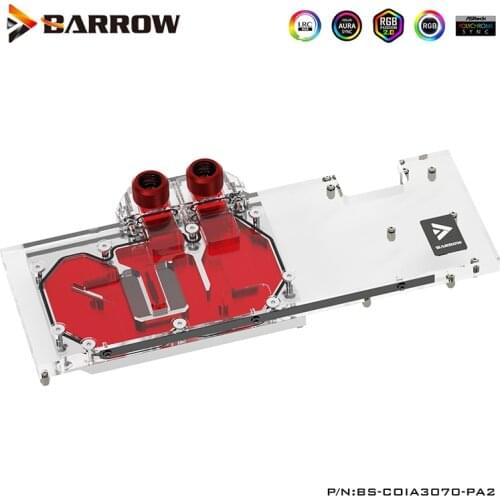 Barrow GPU Water Block For Colorful iGame RTX 3070 Advanced/Ultra OC,5V ,Support Original Back Plate Mount,BS-COIA3070-PA