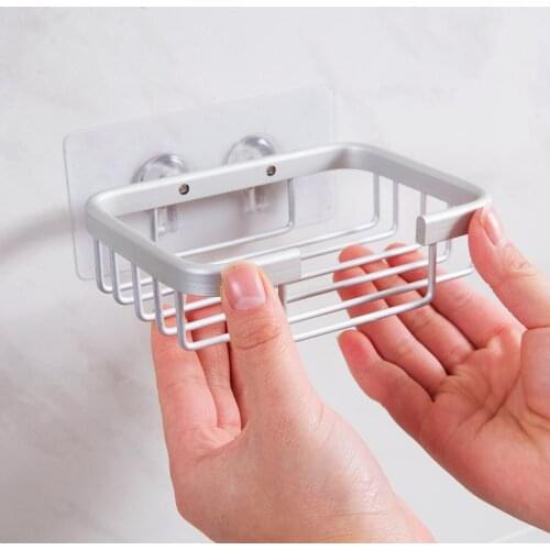 Stainless steel soap box drain toilet soap box household free perforation wall-mounted creative rack