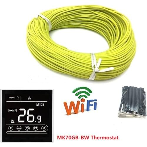 12K 100m 33Ohm MINCO HEAT Carbon Fiber Heating Cable Electric Wire Farming Underfloor Heating System with Thermostat